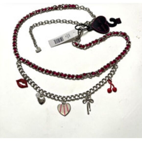 Betsey johnson Large/XL going all out 2 chain statement  lips heel jewelry belt - Picture 1 of 7